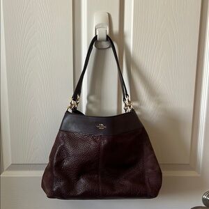 Coach Brown Leather Shoulder Bag with Silver Hardware